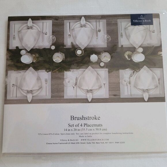 Villeroy & Boch Placemats Linen Cotton 4 pc White Silver 14 x 20 NEW - Picture 2 of 10